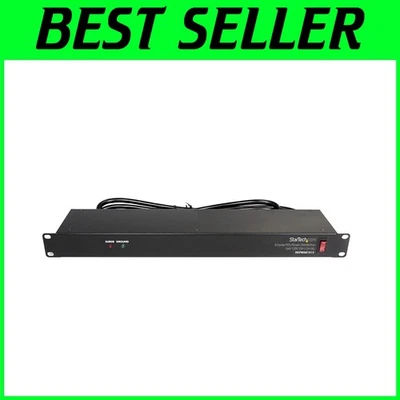 Compact 1U Rack Mount Power Distribution Unit - 8 Outlets, 6ft Cord, Surge Safe - Image 1 of 4