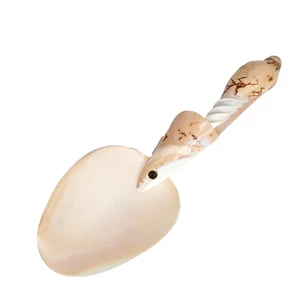 Sea Shell Decorative Spoon Hand Carved Peach Brown Tiki Beach Tropical Decor - Picture 1 of 4