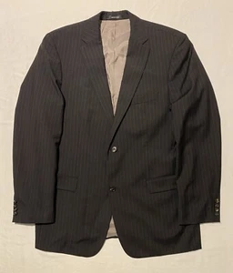 Hugo Boss Pasolini Black Striped 2-Button Notch Lapel Men-Blazer 100%Wool Sz 44L - Picture 1 of 21