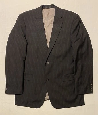 Hugo Boss Pasolini Negro Rayas 2 Botones Muesca Solapa Hombre-Blazer 100% Lana Talla 44L Foto 1 de 4