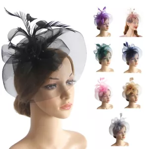 Fascinators Hats 20s 50s Hat Cocktail Tea Party Headwear with Veil Girls Women - Picture 1 of 23