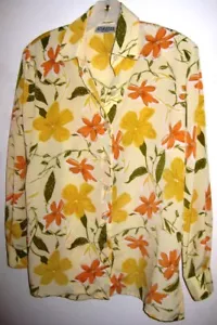 Philippe Marques Petites Sze 4 Yellow Floral print Polyester button up L sleeves - Imagen 1 de 3