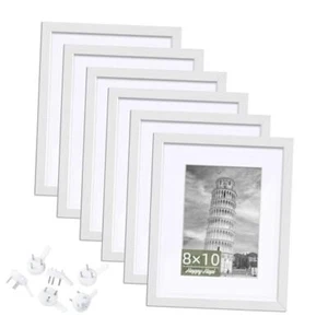 8x10 Picture Frame Set of 6, 8x10 Picture Frame Wood Display 6 Pack White - Picture 1 of 7