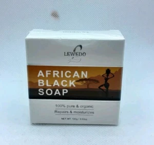 Lewedo Sapone Nero Africano 100% Puro e Biologico Ripara e Idrata, 100g - Foto 1 di 3