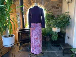 Vintage 1970s Plum Purple and Pink Wool Knit Maxi Dress Bleeker Street - Picture 1 of 10