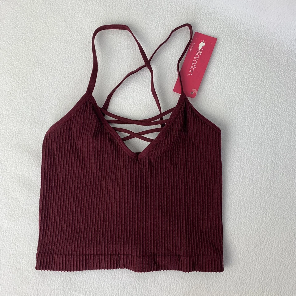 Bralette rojo borgoña acanalado con tiras sin alambre Xhilaration XS nuevo con etiquetas Foto 1 de 4