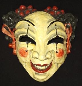 NWT VTG 1982 HAPPY SMILING LADY MASQUE ARRAYED PAPER MACHE MASK PURGE HALLOWEEN - Picture 1 of 11
