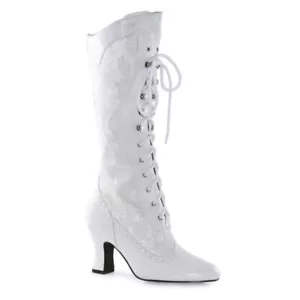 White Lace Victorian English Ladies Downton Abbey 19th Century Costume Boots - Picture 1 of 4