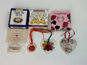 6 Longaberger Krawattenetiketten Kürbis, Danke, Herznadel, Gehöft, Geburtstag - Bild 1 von 17