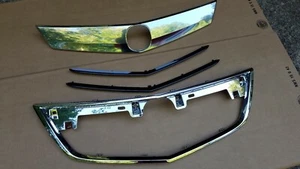 4PC Set 2012-2014 ACURA TL Front Bumper Upper Grille Moldings & Trim NEW - Picture 1 of 6