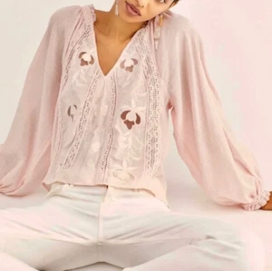 Free People Sivan XS Embroidered Pink Lace Tunic Top - Picture 1 of 15