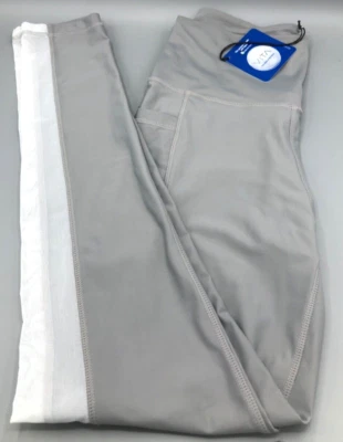 Leggings Cari Capri Luxury Vita Tela Cintura Alta Gris con Malla Blanca Talla L NUEVO Foto 1 de 4