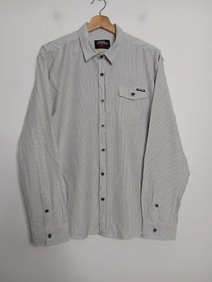 Vintage No Fear Shirt Mens M Medium White Grey Striped Business Casual Y2K 00s - Image 1 of 4
