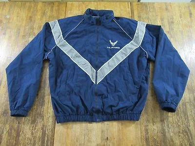 Abrigo Chaqueta U.S. AIR FORCE Cremallera Completa Capucha Oculta L/S Nylon Azul/Plata Talla L Foto 1 de 4