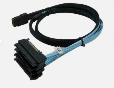 New Mini SAS 36P SFF-8087 to 4 SFF-8482 Connectors With SATA Power Cable 3FT 1M - Image 1 of 4