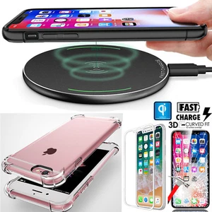 For Apple iPhone X 8 Plus Case Crystal Clear Bumper + QI Fast Wireless Charger - Picture 1 of 17
