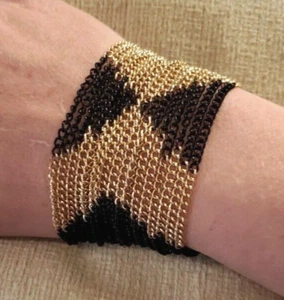 Kette Knebelarmband - schwarz und gold - breit mehrstrangig - Bild 1 von 2