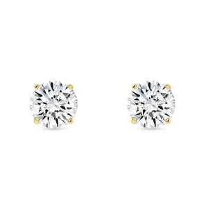IGI 5 Ct Round Lab Grown Diamond Screw Back Earrings Solid 14K Yellow Gold E/VVS - Picture 1 of 3