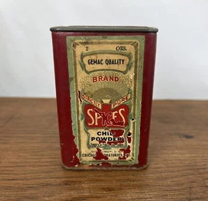 Antique Strictly Pure Chili Spice Tin & Cardboard Paper Label Advertising Box - Picture 1 of 6