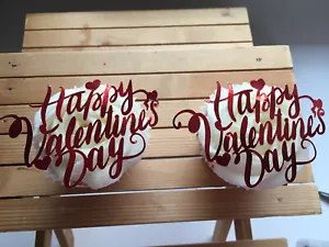 6 Red Happy Valentine’s DaY Cupcake Toppers Romance Love Valentine Treat Box