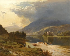 LIENZO de 24' del castillo de Sidney Richard Percy Kilchurn Loch Awe - Imagen 1 de 1