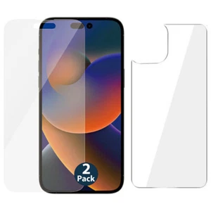 2pk Soft PET Film Screen Protector Guard for Apple iPhone 14 PRO Front and Back - Picture 1 of 7