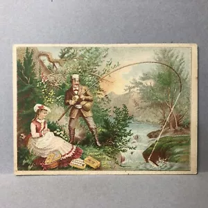 1880 Mann Frau Angelrute Rolle Picknick Creek J P Mäntel Kalender - Bild 1 von 2
