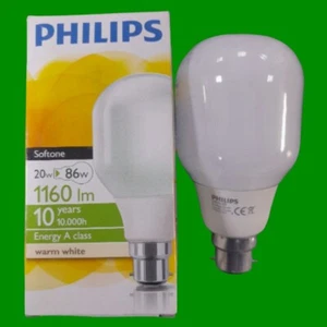 1x 20W (=86W) Philips Low Energy Power Saving CFL Light Bulbs BC B22 Lamp - Picture 1 of 3