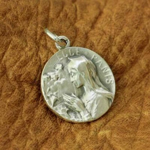 2 Sides Virgin Mary 925 Sterling Silver Pendant Charms Round Jewellery TA166C - Picture 1 of 8