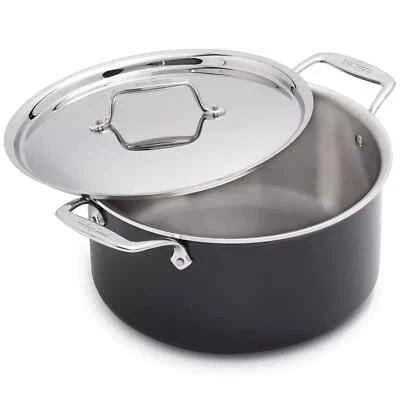 Pentola stock All-Clad LTD rigida anodizzata 8 qt con coperchio - Immagine 1 di 2