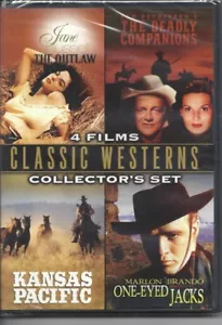 CLASSIC WESTERNS COLLECTOR'S SET MARLON BRANDO JANE RUSSELL & MORE 4 MOVIES DVD - Foto 1 di 2