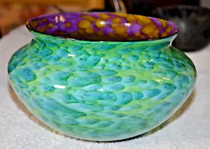 STUNNING MURANO ART GLASS CUBIST FREEFORM BOWL SIGNED 5.5"X9" - Picture 1 of 10