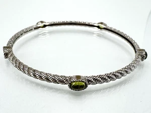 JUDITH RIPKA Sterling Silver 925Green Peridot Bangle Bracelet 4 Repair - Picture 1 of 8