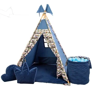 Tipi Indianer Kinderzelt Wigwam Spielzelt Spielhaus mit Stabilisator (3 Muster) - Bild 1 von 11