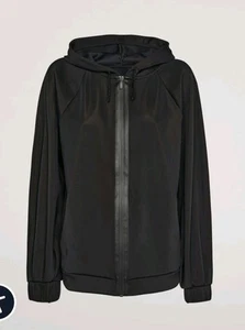 Damen WOLFORD Overlay Hoodie Sport Schwarz Full Zip Jacke Gr. L - Picture 1 of 17