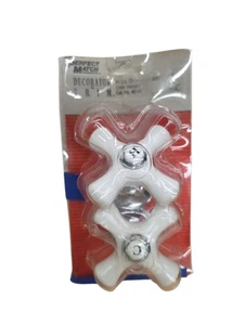 Coppia di manici a croce grandi in porcellana cromata con bordo decoratore perfettamente abbinato n. 46142 - Foto 1 di 3