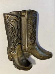 Fibbia cintura stivali western vintage anni 70 ottone massiccio MBCI Co. made in USA patina - Foto 1 di 5