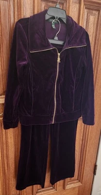 Conjunto de chándal Lauren Ralph Lauren para mujer grande púrpura pierna ancha pantalones talla P/L Foto 1 de 4