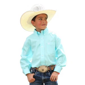 Cinch Youth Boy's Turquoise Blue Button Down Shirt MTW7060382 - Picture 1 of 7