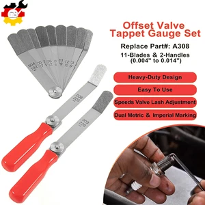 A308 Offset Valve Tappet 11-Blade 0.004" - 0.014" Feeler Gauge Set 2 Red Handles - Bild 1 von 12