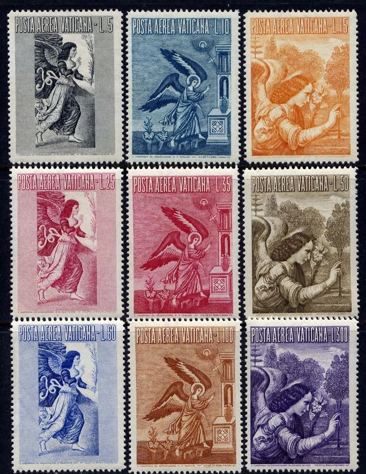 Vatican Stamp Sc C24-32, 1956 Achangel Gabiel, F/VF MNH (509B125) - Image 1 of 1