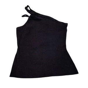 Maeve Anthropologie Womens One Shoulder Ribbed Black Tank Top M Beach Vacation - Picture 1 of 5
