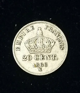 PEU COURANTE **** 20 centimes Napoleon III 1866 K **** 412K mint  - Bild 1 von 2