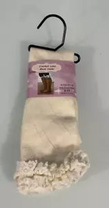 New WinWin Women's Crochet Lace Boot Knee Socks Beige Short Size 6-11 - Picture 1 of 6