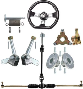 Steering Wheel Gear Rack Pinion Shaft 6" Wheel Hub Spindle kit Quad Buggy ATV - Picture 1 of 11