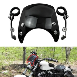 Aluminum Windshield Black Windscreen For Harley For Sportster XL 1200 883 CT - Picture 1 of 6