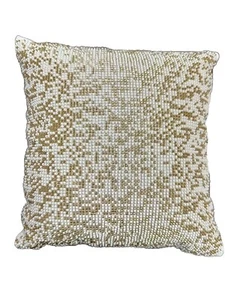 Threshold Mini Perlen Quadrat Dekokissen Elfenbein/Gold Perlen - Bild 1 von 1