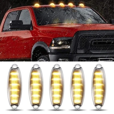 5x For Kenworth Peterbilt LED Amber Cab Roof Top Clearance Marker Running Lights - Image 1 of 4