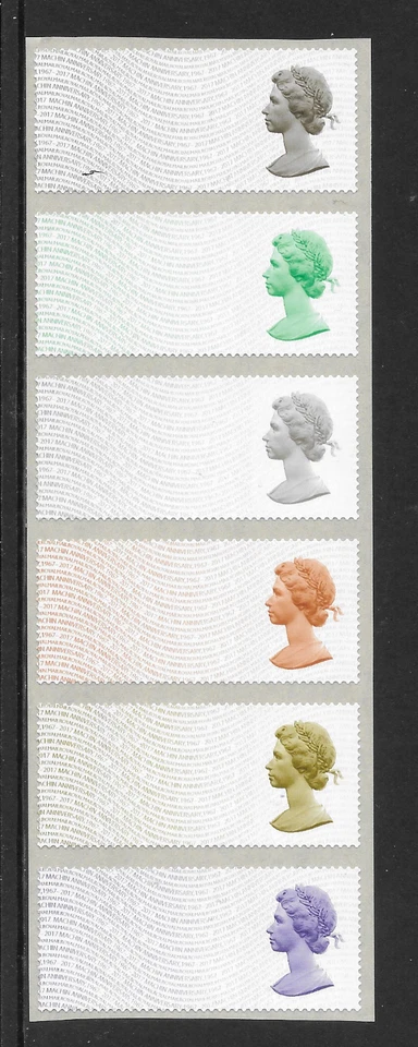 POST & GO: MACHIN ANNIVERSARY - A STRIP OF 6 BLANK LABELS.  - Image 1 of 1