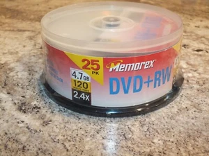 Memorex DVD+RW 4.7GB 2.4x 120 Minutes 25-Pack Spindle New Old Stock - Picture 1 of 2